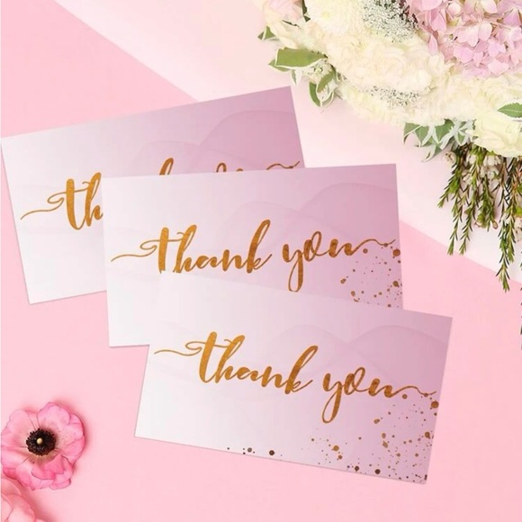 🆑 Thank You Pink & Gold Insert Cards Pack of 50 - Picture 4 of 5